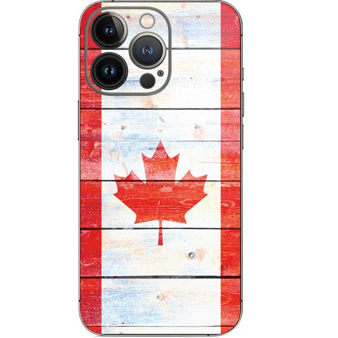 Canada Flag Light Wood iPhone 14 Pro Skin